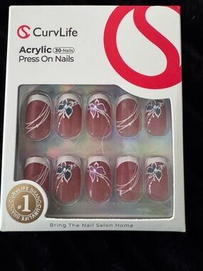 Acrylic Press-On Nails in Butterfly French Tip